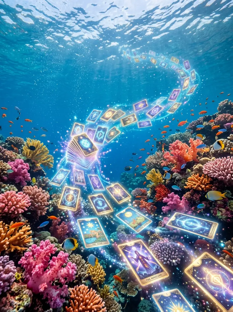 Coral Draw Cover - Magical deck floating underwater