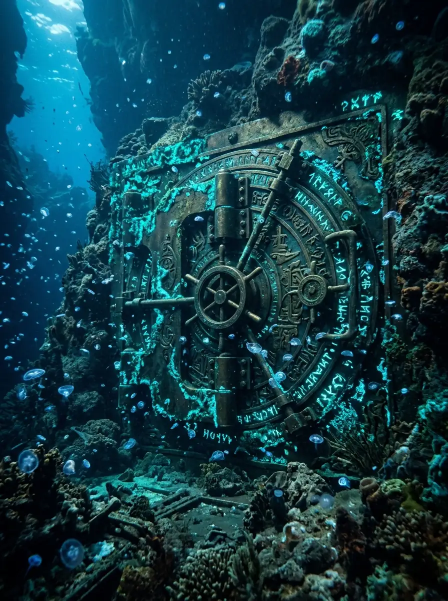 Leviathan's Reels Cover - Ancient bronze vault door