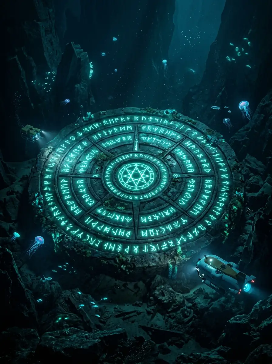 Mariana's Dial Cover - Massive stone dial with runes